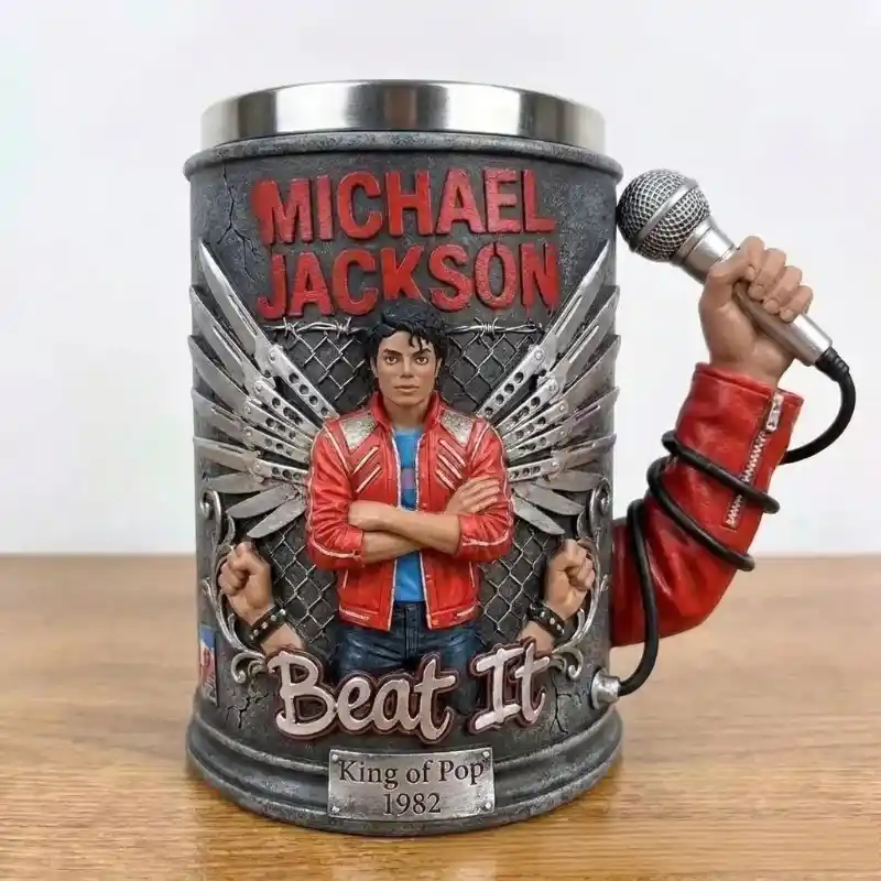 Michael Jackson King of Pop 3D Sculpted Resin Stainless Steel Coffee Mug Collectible